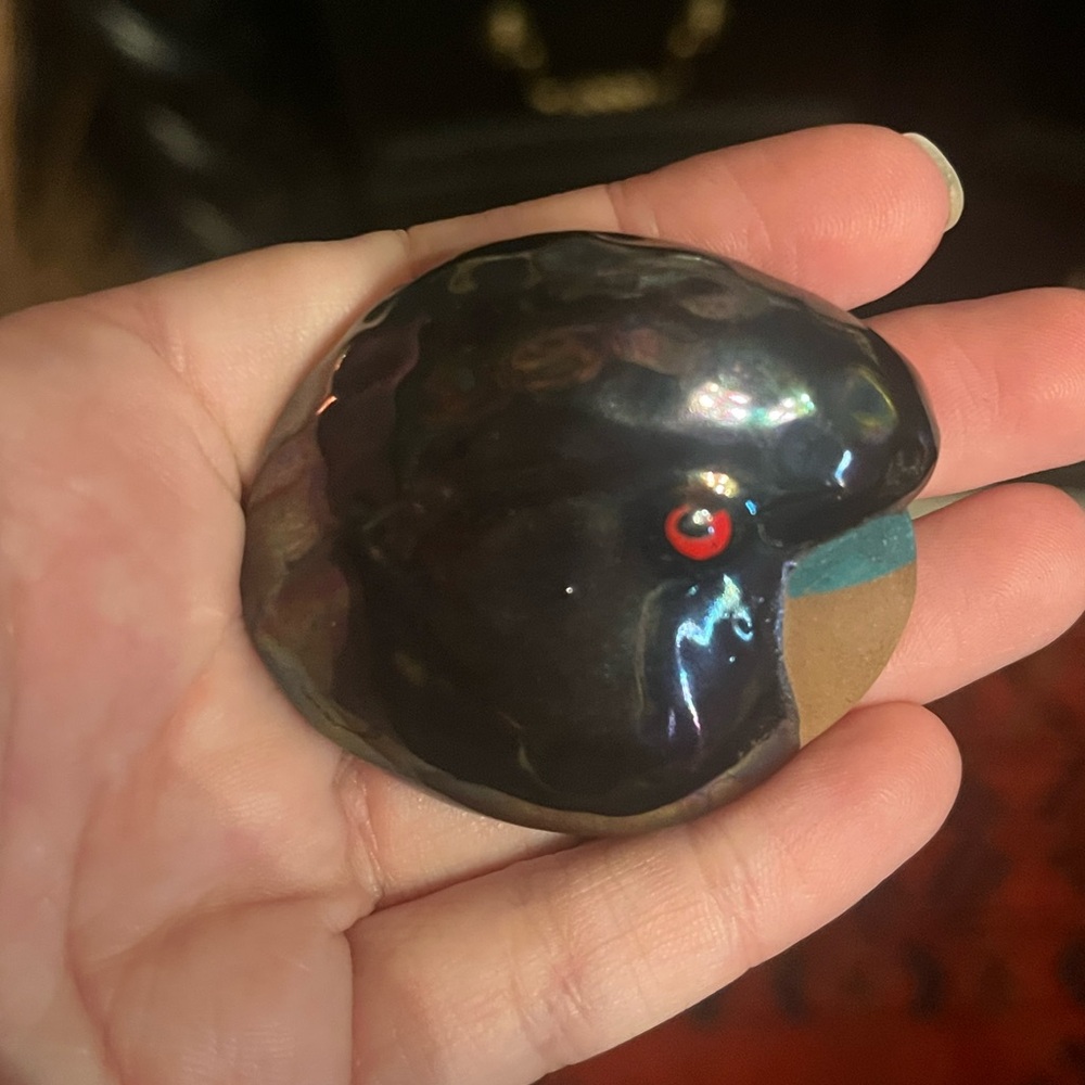 Unique Handmade Ceramic Black Bird Brooch